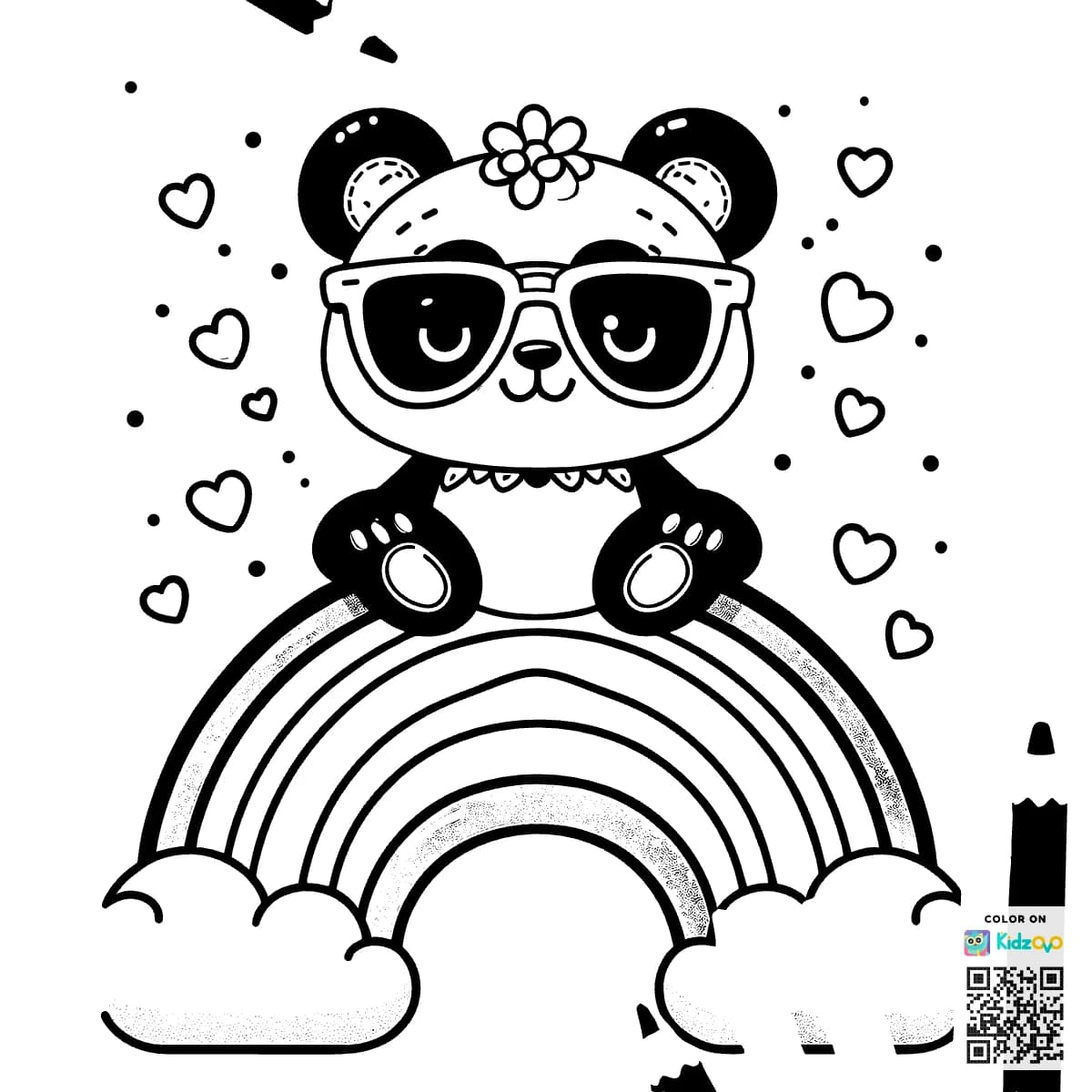 A Cute Panda on a Rainbow wearing Sunglasses