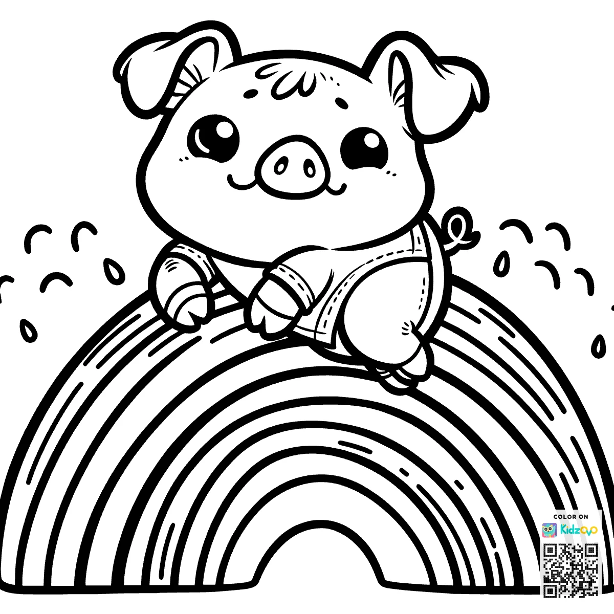 A Cute Pig on a Rainbow wearing a T-Shirt