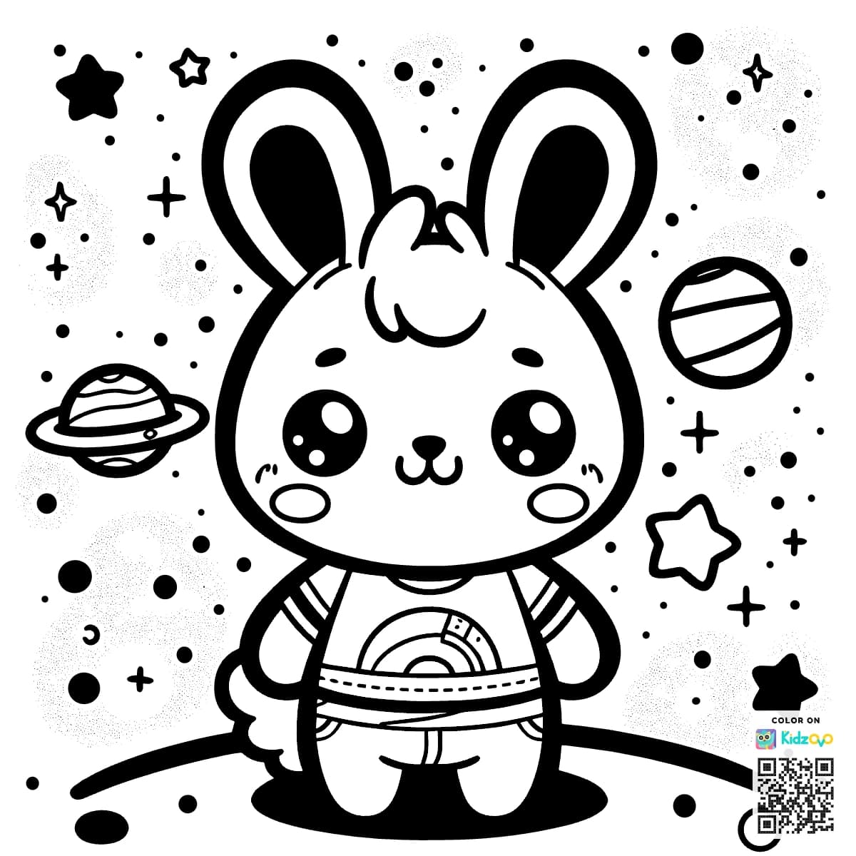 A Cute Rabbit in Space wearing a T-Shirt