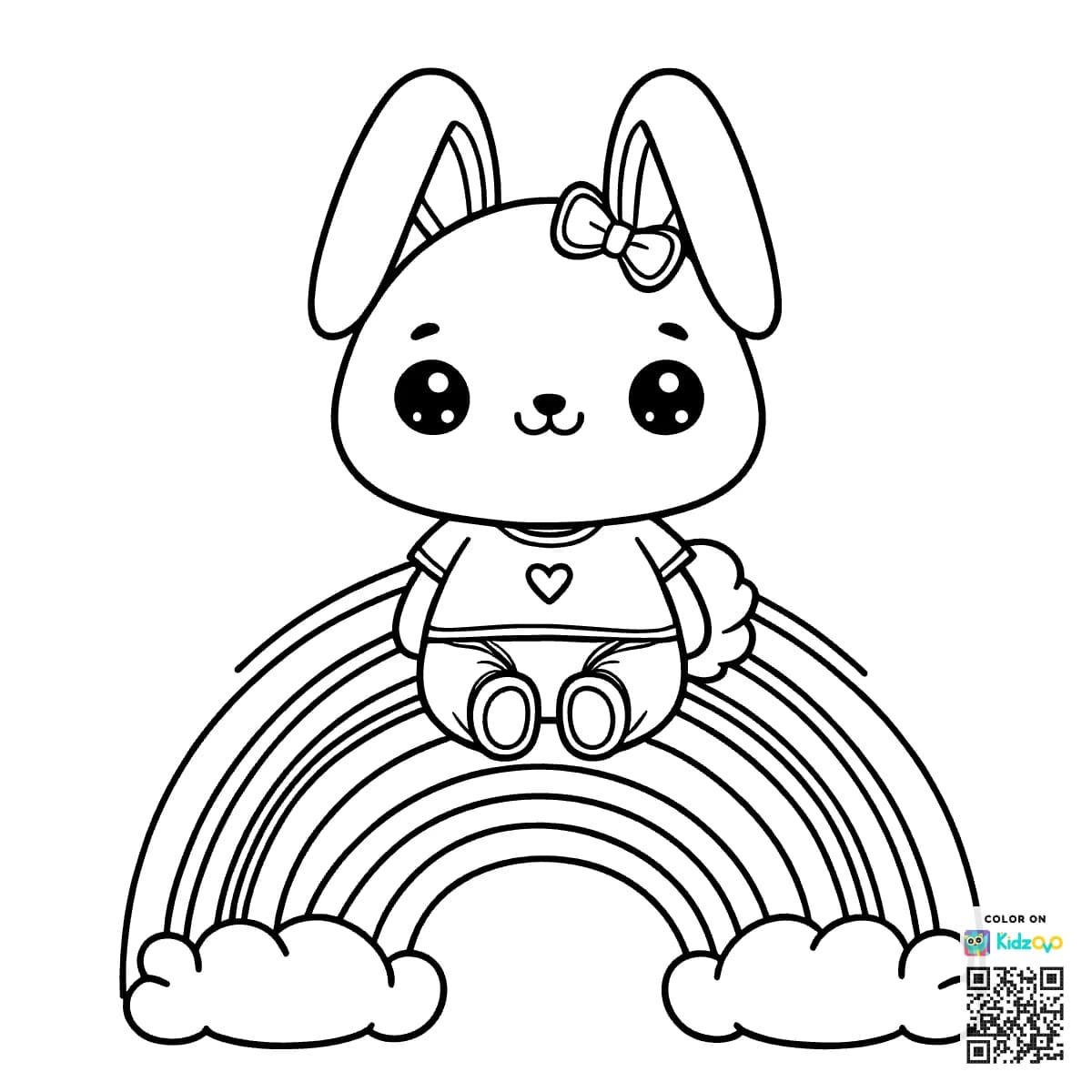 A Cute Rabbit on a Rainbow wearing a T-Shirt