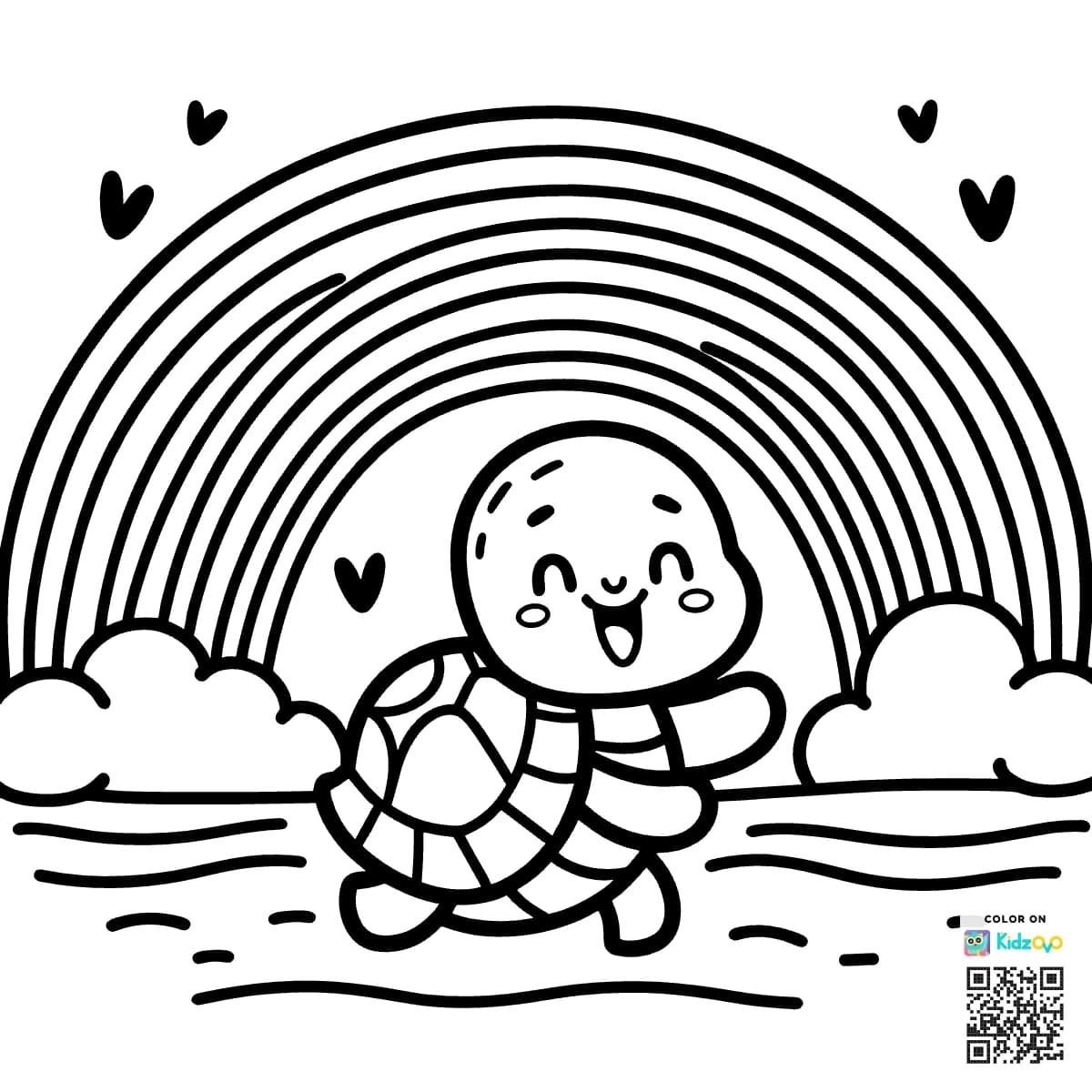 A Cute Turtle on a Rainbow wearing a T-Shirt