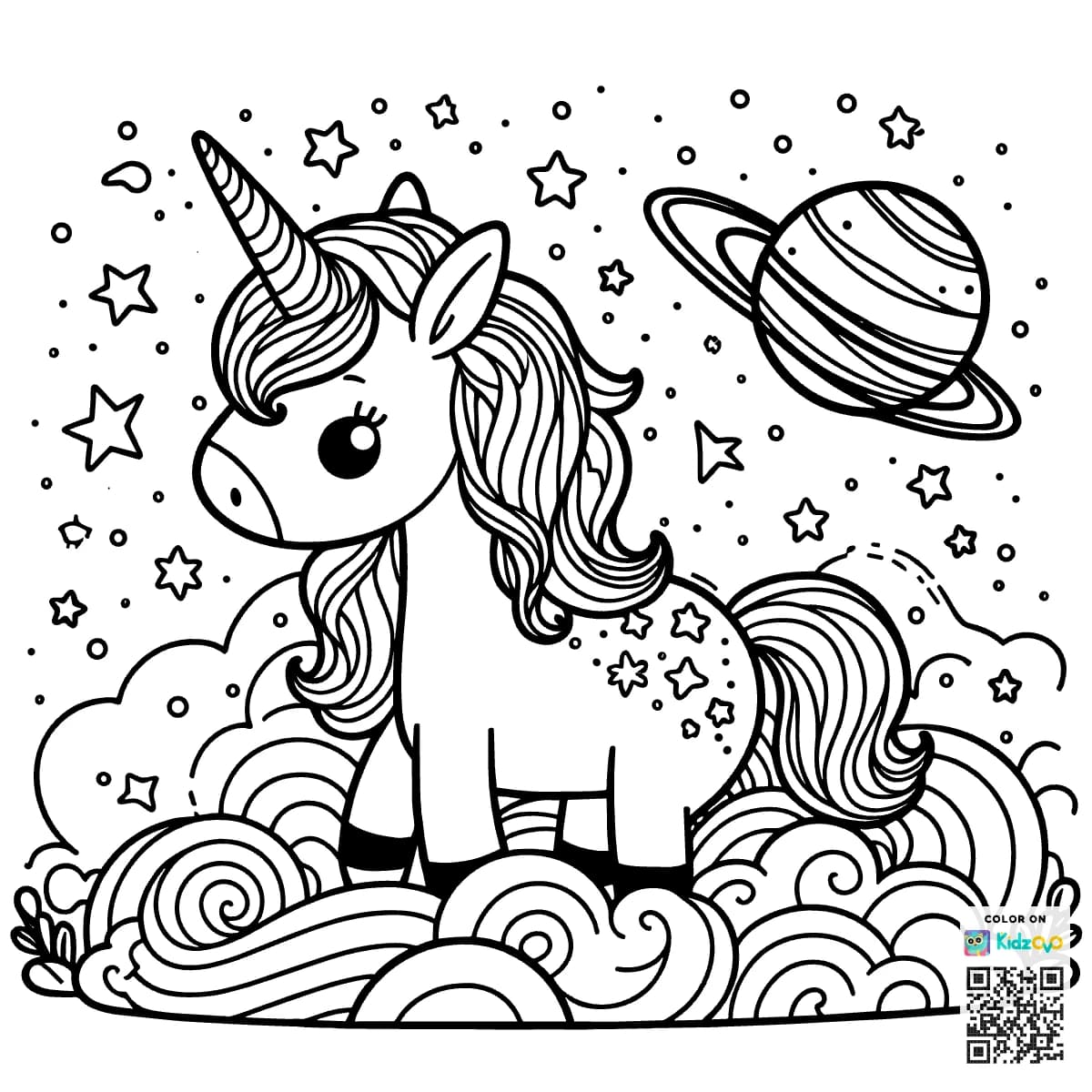 A Cute Unicorn in Space wearing Sunglasses
