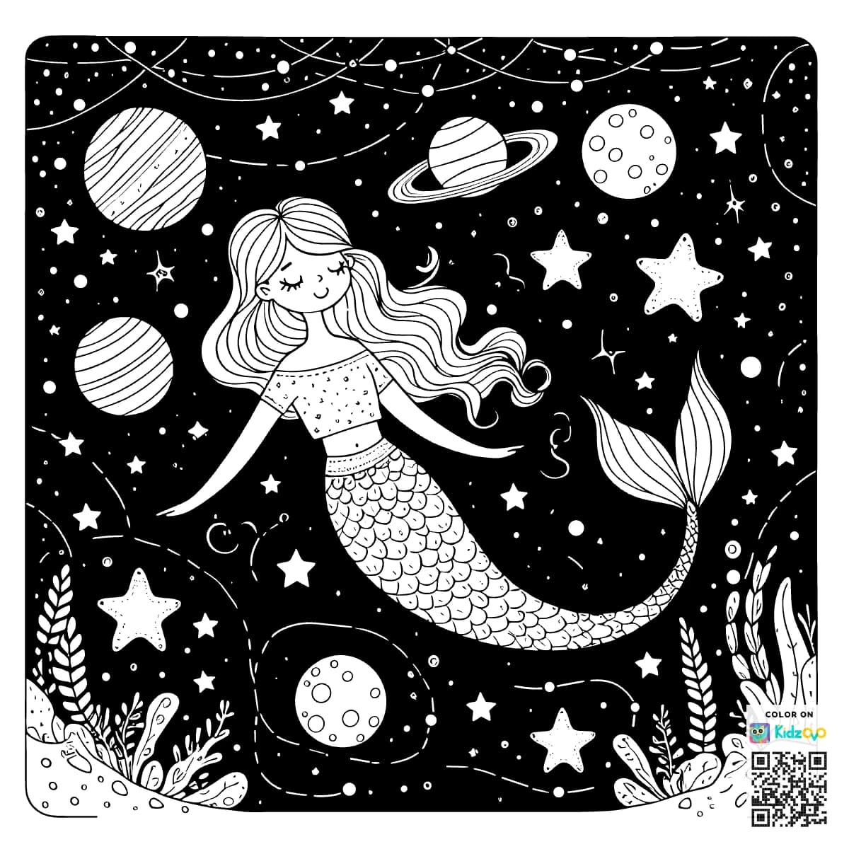 A nice Mermaid in Space wearing a T-Shirt