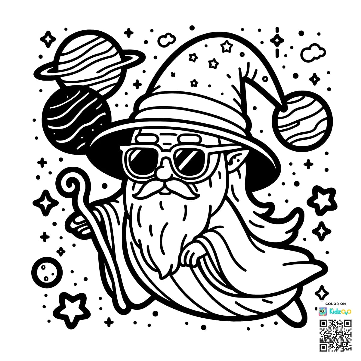 A nice Wizard in Space wearing Sunglasses