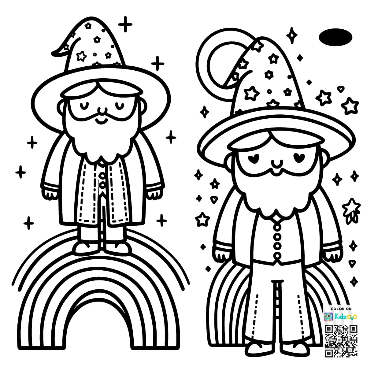 A nice Wizard on a Rainbow wearing a Top Hat