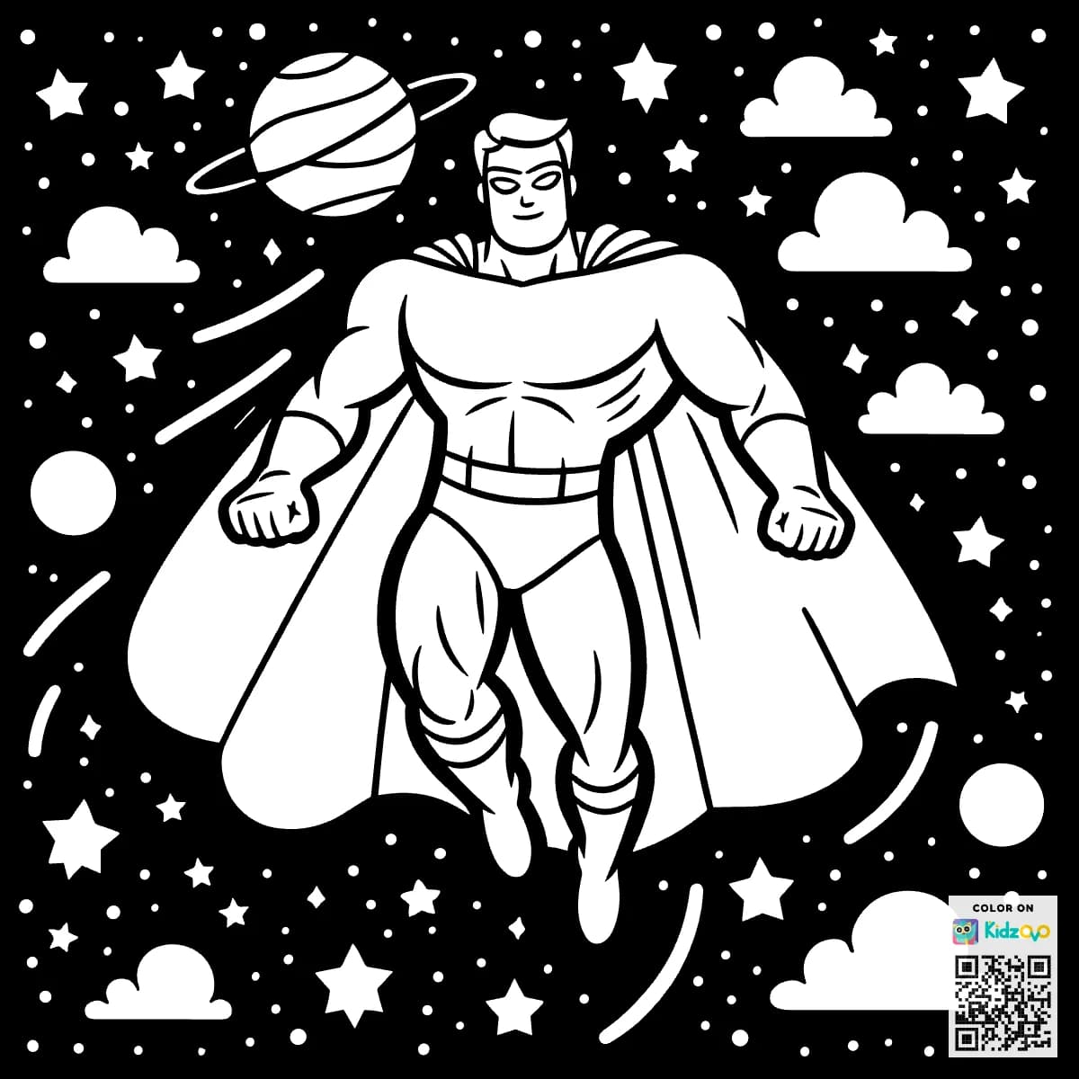 A Strong Superhero in Space wearing a T-Shirt
