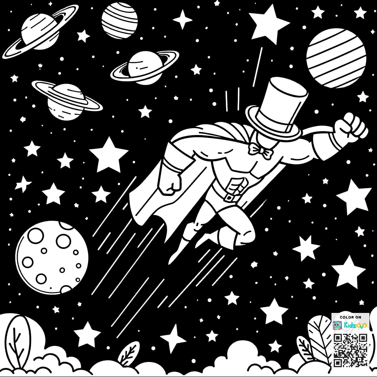 A Strong Superhero in Space wearing a Top Hat