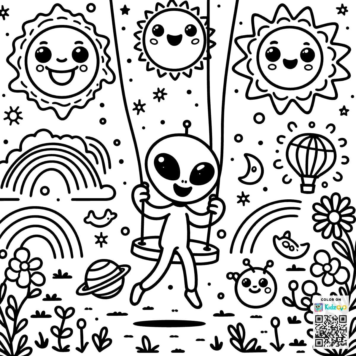 Alien Playing Under Multiple Suns
