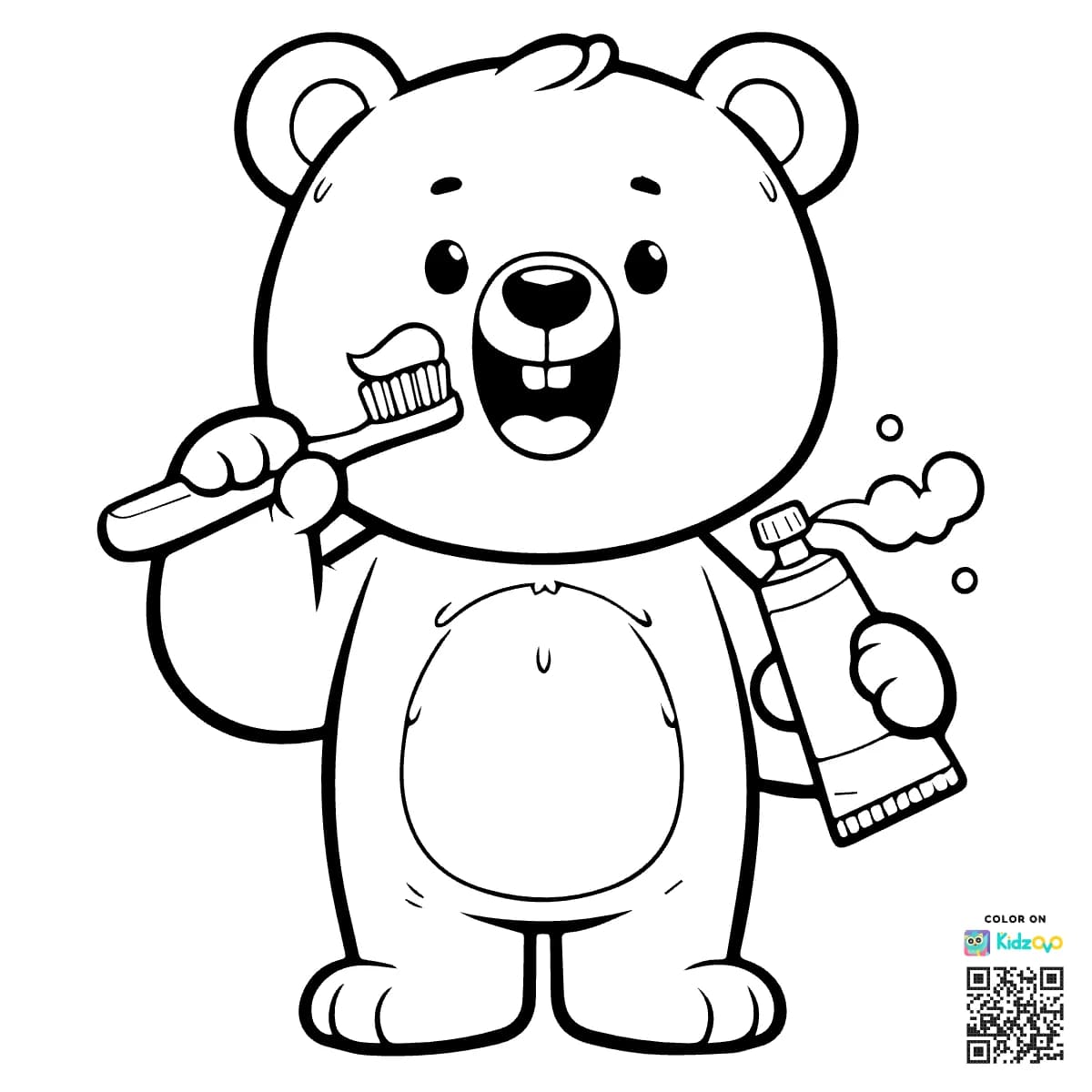 Bear brushing teeth