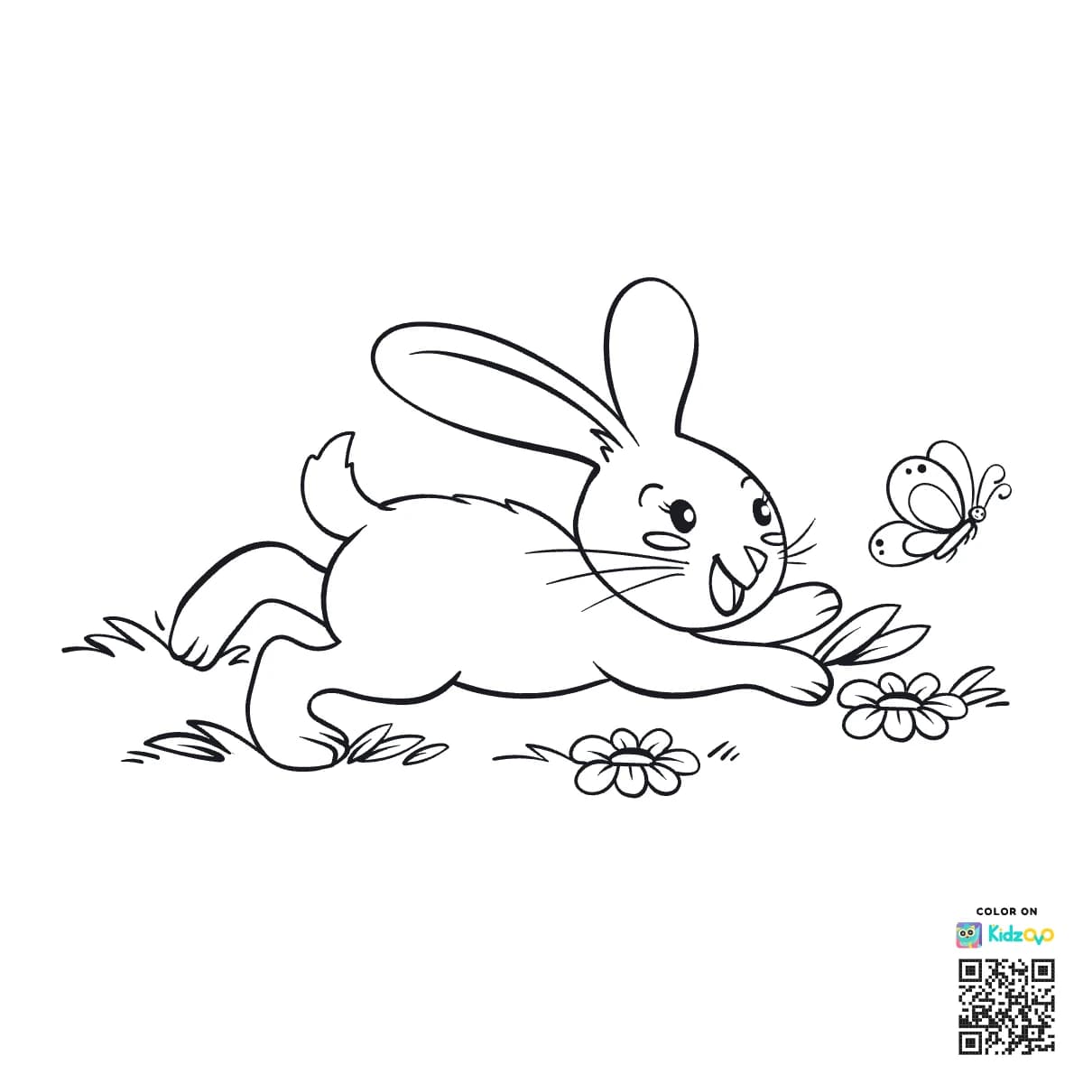 Bunny chasing butterfly