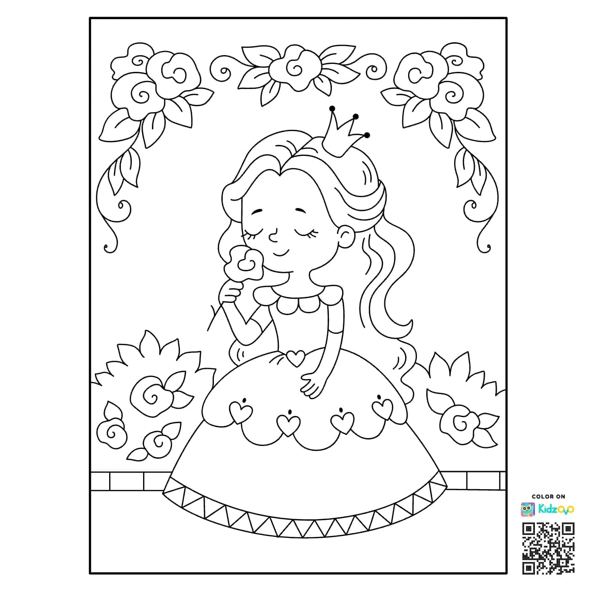 Charming Princess in Rose Garden