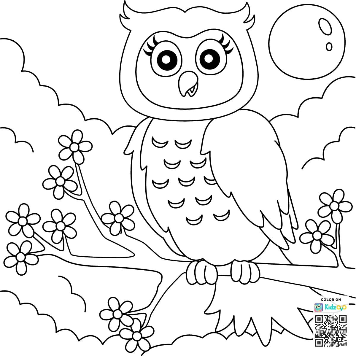 Cute owl sitting on a branch