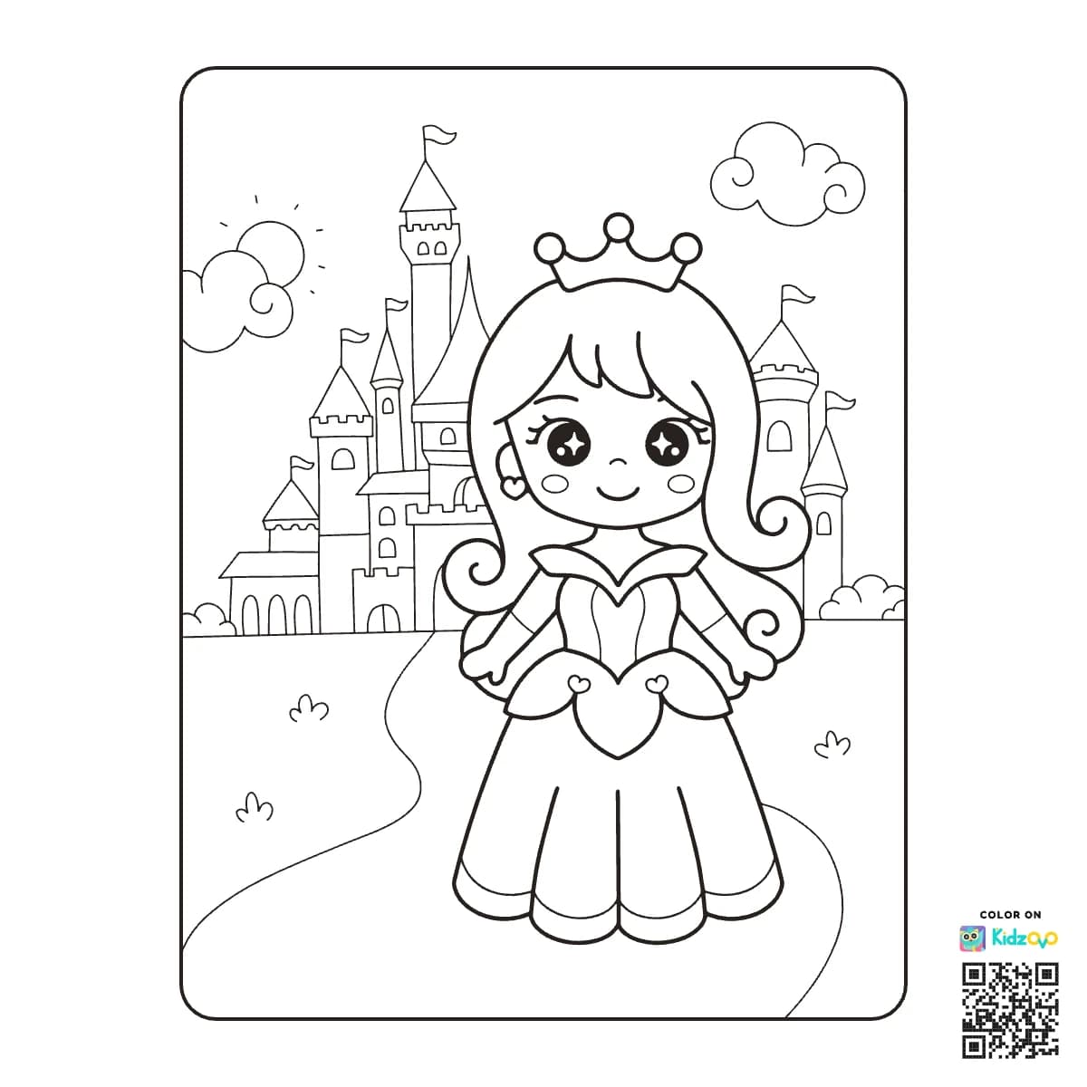 Graceful Princess in front of her castle