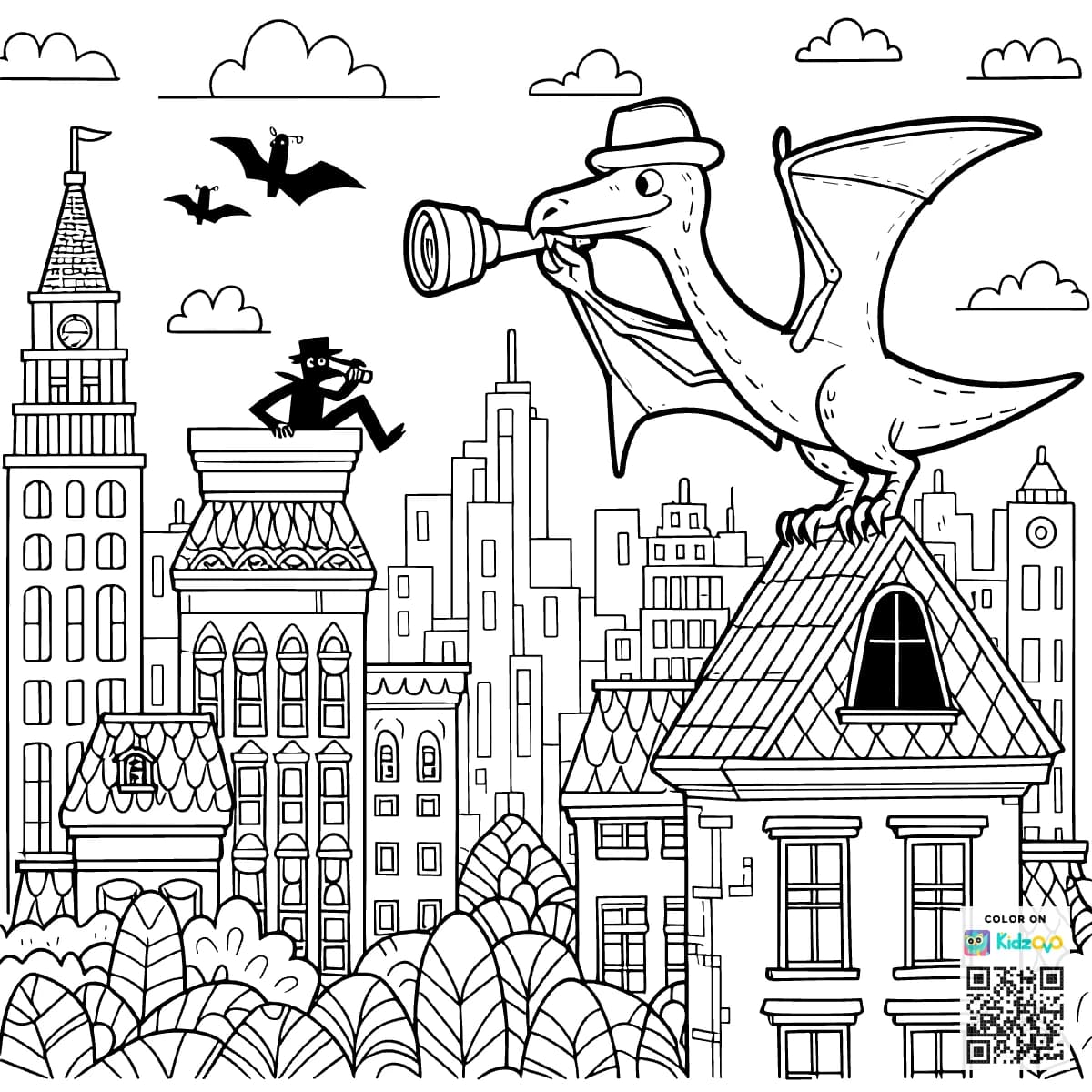 Pterodactyl Over a Skyscraper