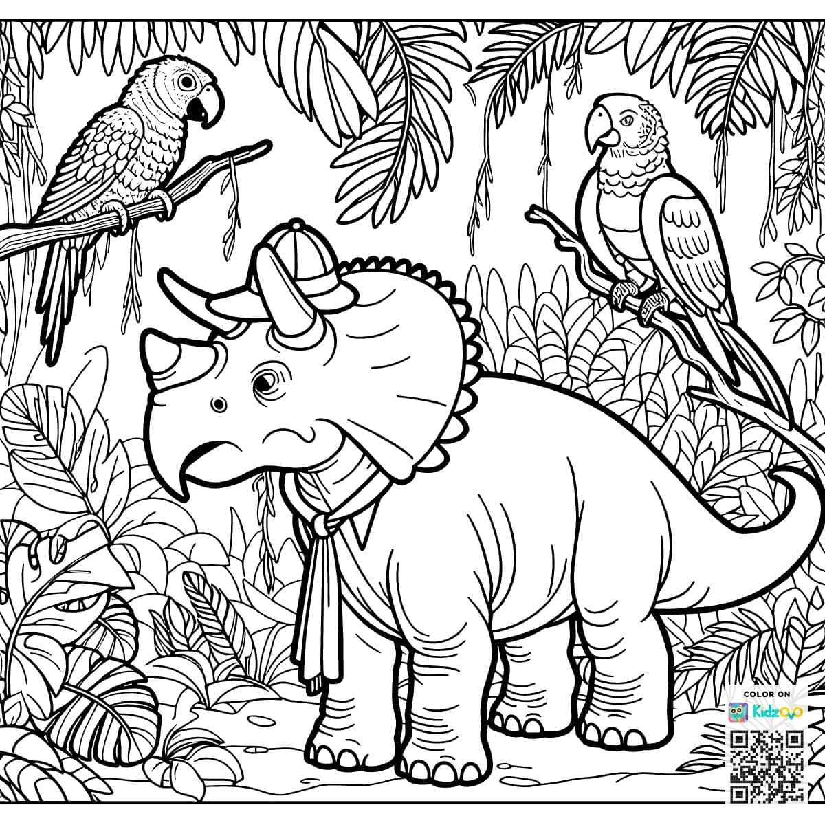Triceratops Interrogating a Bird