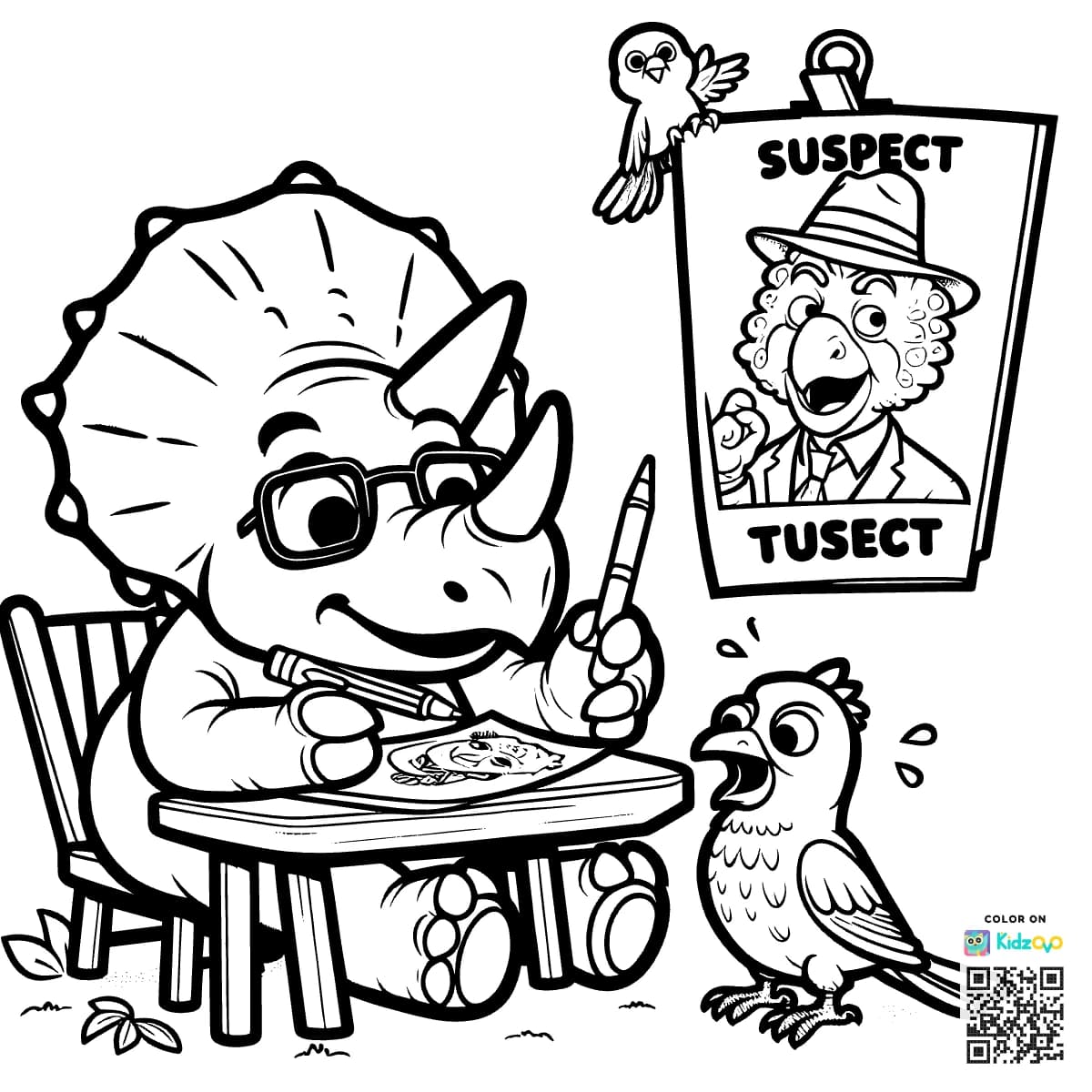 Triceratops Sketching a Suspect