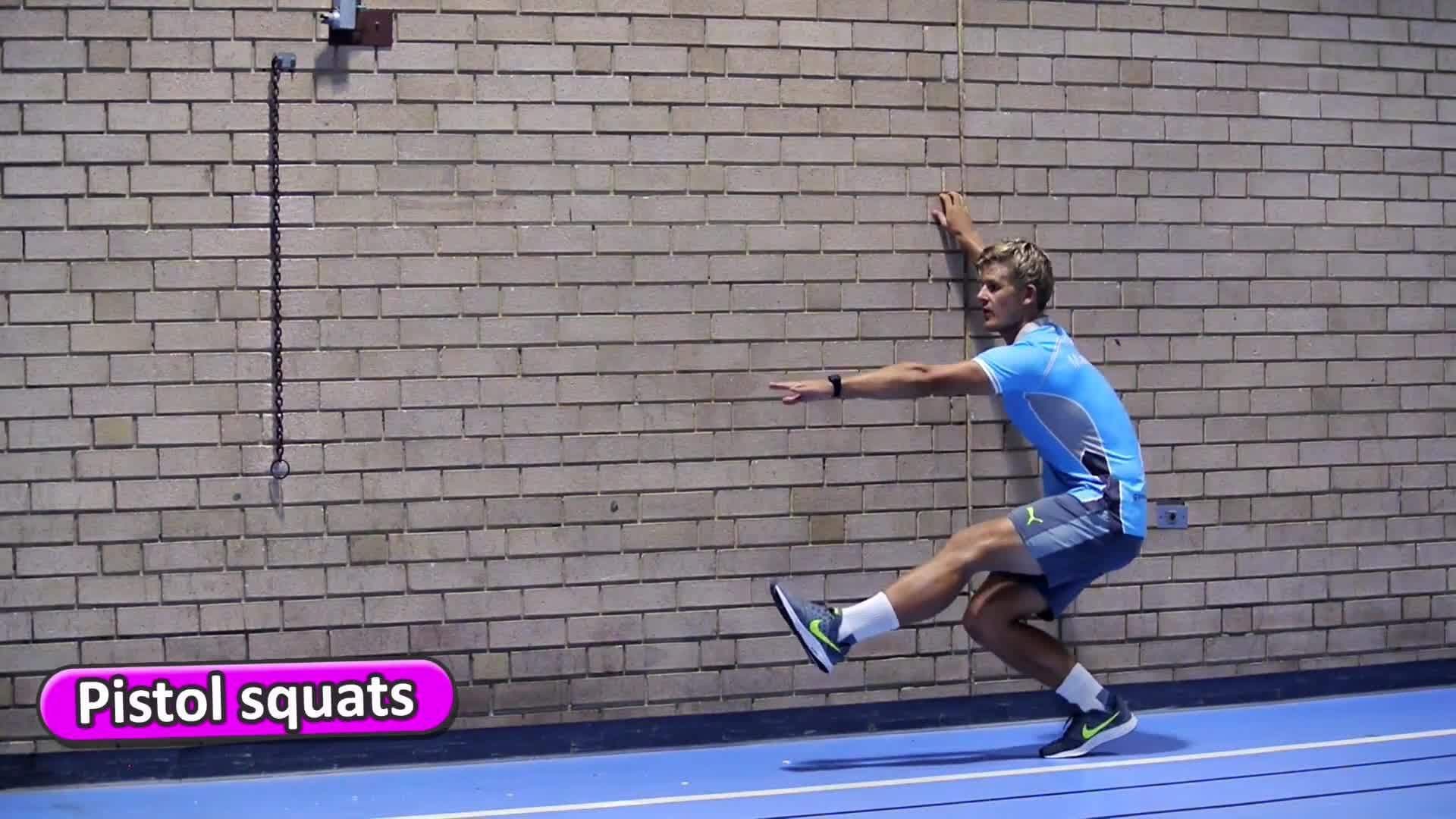 PE fitness circuit ideas › Leg strength | Pistol squats