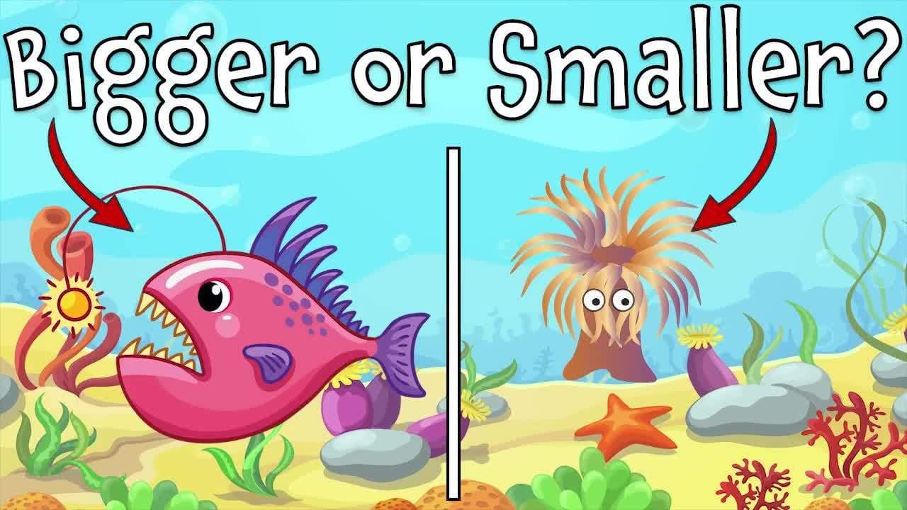 Bigger or Smaller? Ocean Animal Guessing Game for Kids