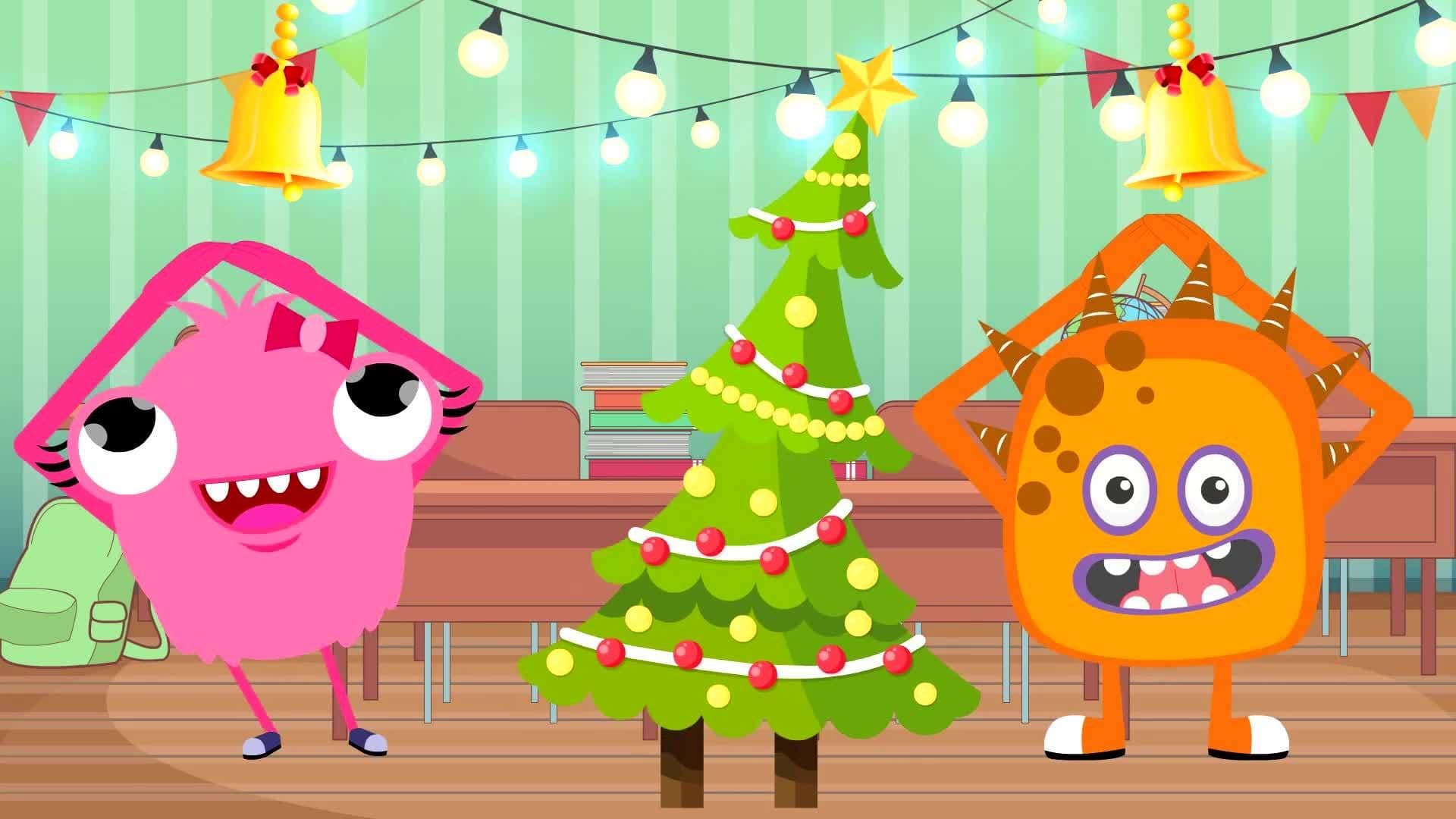 Santa, Reindeer, Christmas Tree