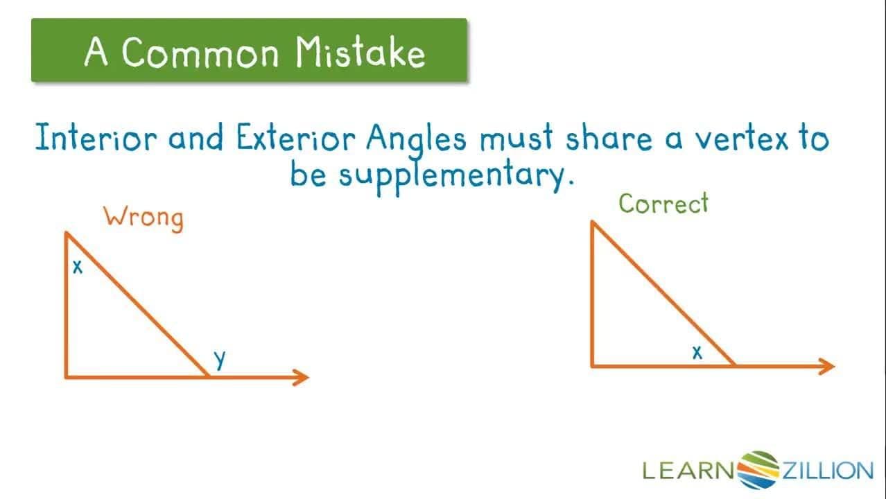 Using Interior and Exterior Angles to Find Unknown Angle Measures