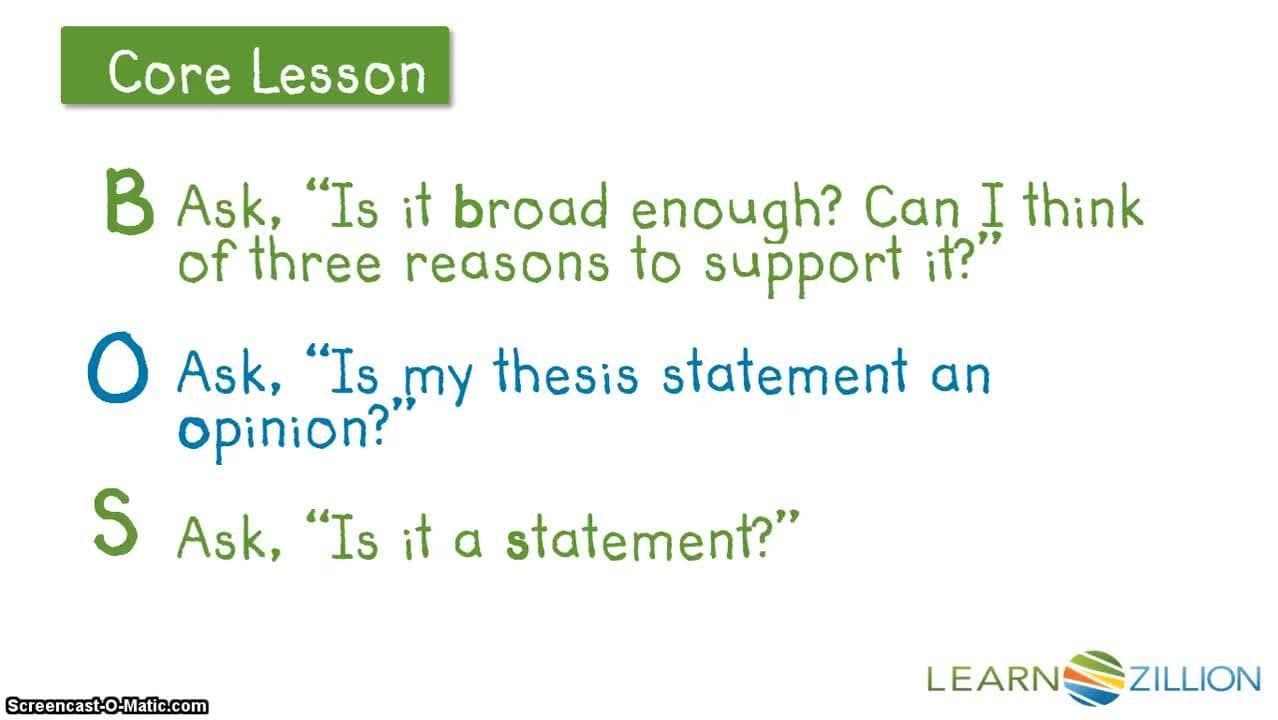 Writing a Strong Thesis Statement Using BOS