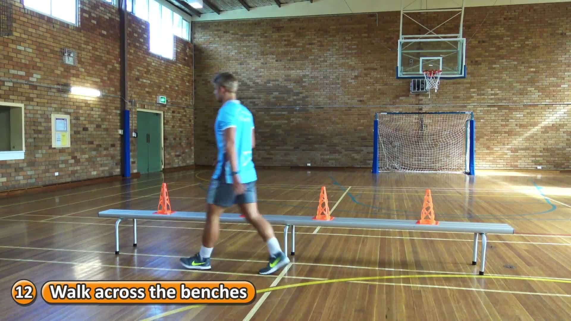Station: Moving › Get across the bench | Teaching fundamentals of PE (K-3)