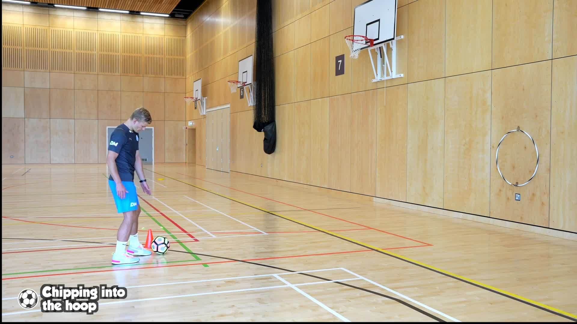 Kicking - (Soccer) Chipping into the hoop