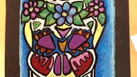 Sugar Skulls in Oil Pastels