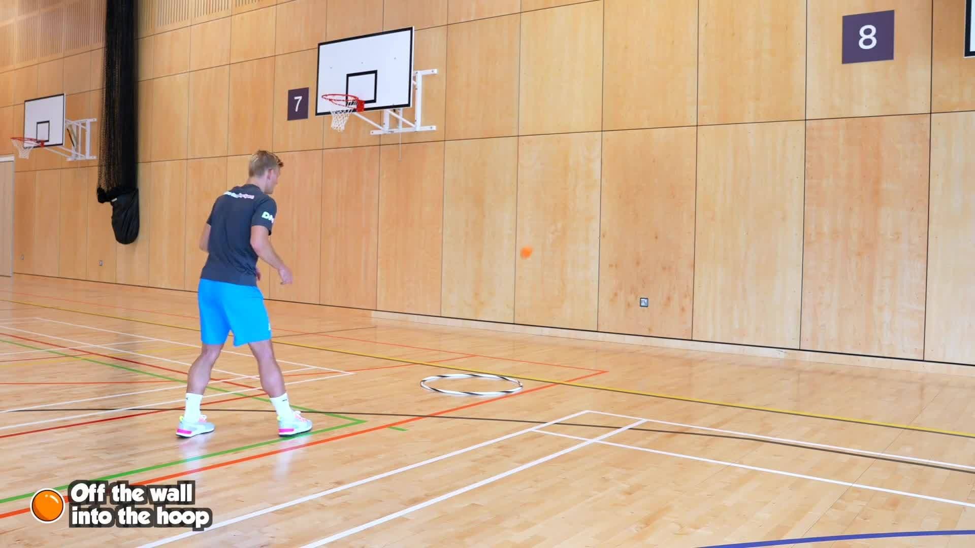 High bounce ball - Off the wall into the hoop