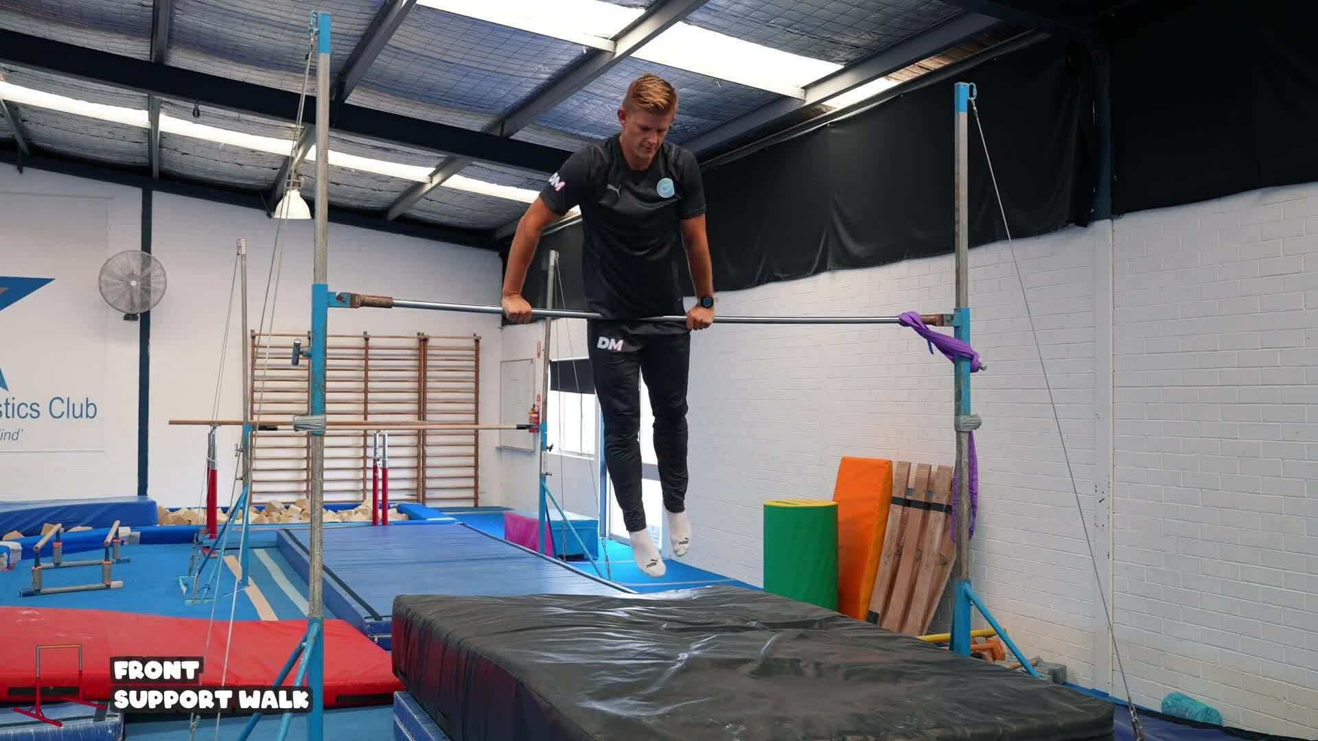 Elementary gymnastics - Bars - 7 Front support walk