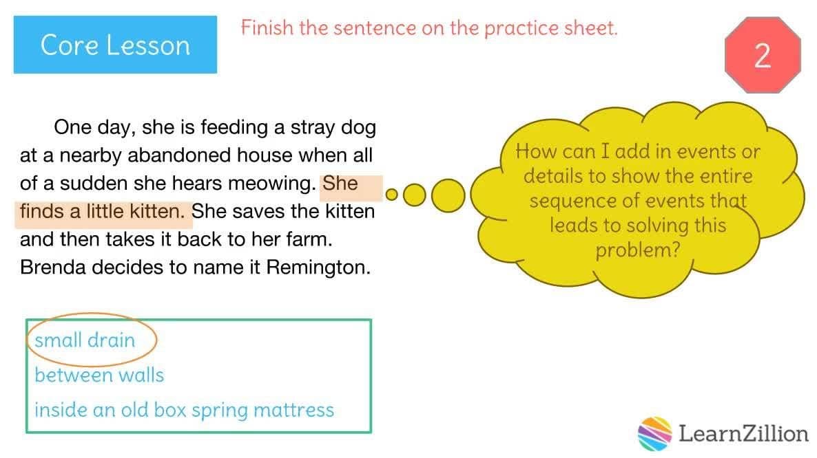 Adding Details to Show the Sequence of Events in a Story