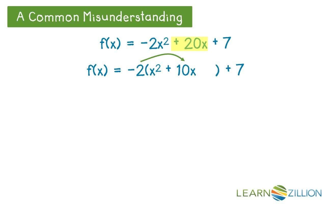 Writing Quadratic Equations in Vertex Form