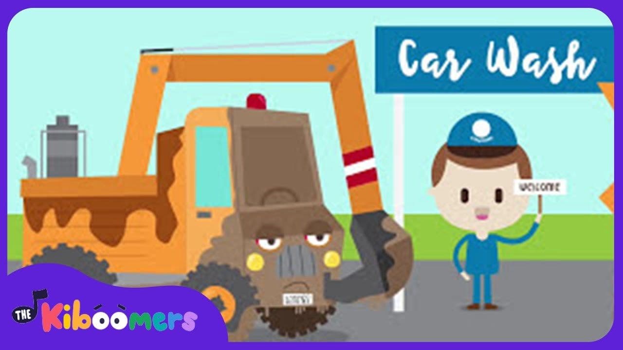 Construction Car Wash Song for Kids | Construction Trucks for Children | The Kiboomers