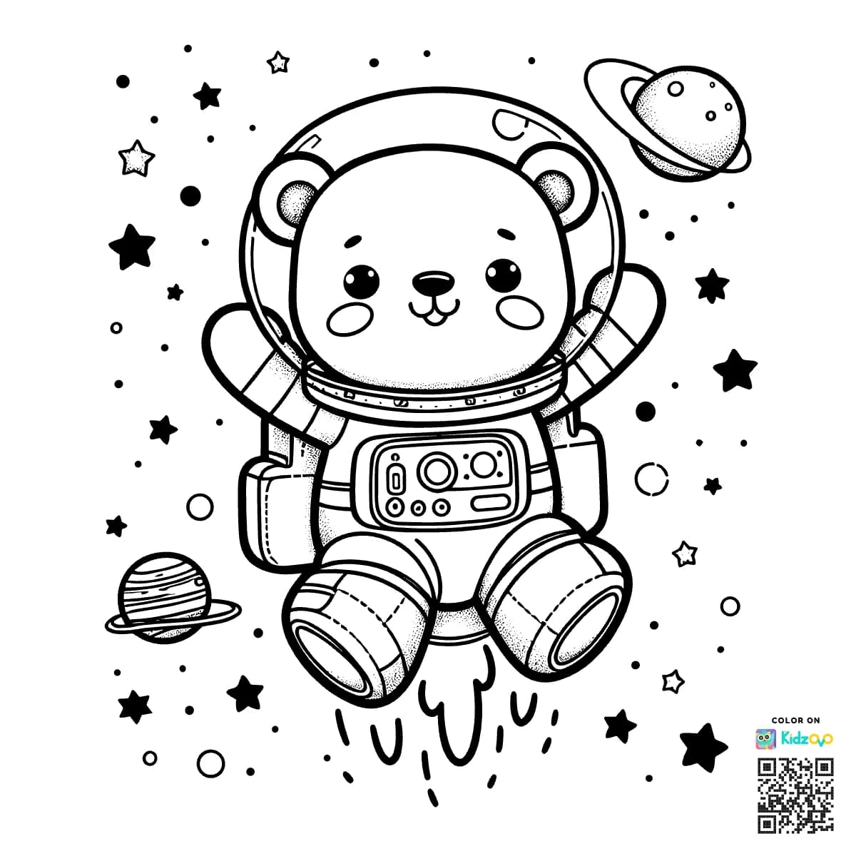 A Cute Bear in Space wearing an astronaut suit