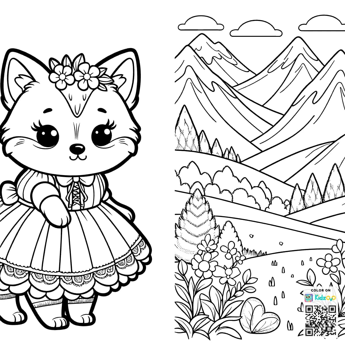 A Cute Dog in the Mountains wearing a beautiful dress