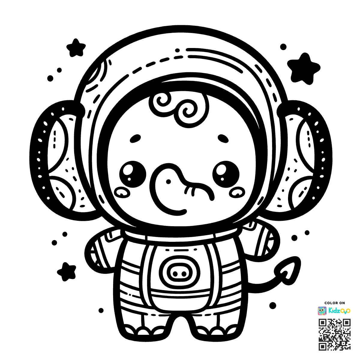 A Cute Elephant in Space wearing an astronaut suit
