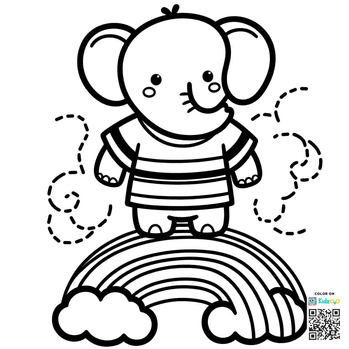 A Cute Elephant on a Rainbow wearing a T-Shirt
