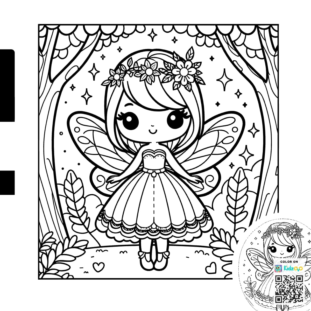 A Cute Fairy in the Magic Forest wearing a beautiful dress