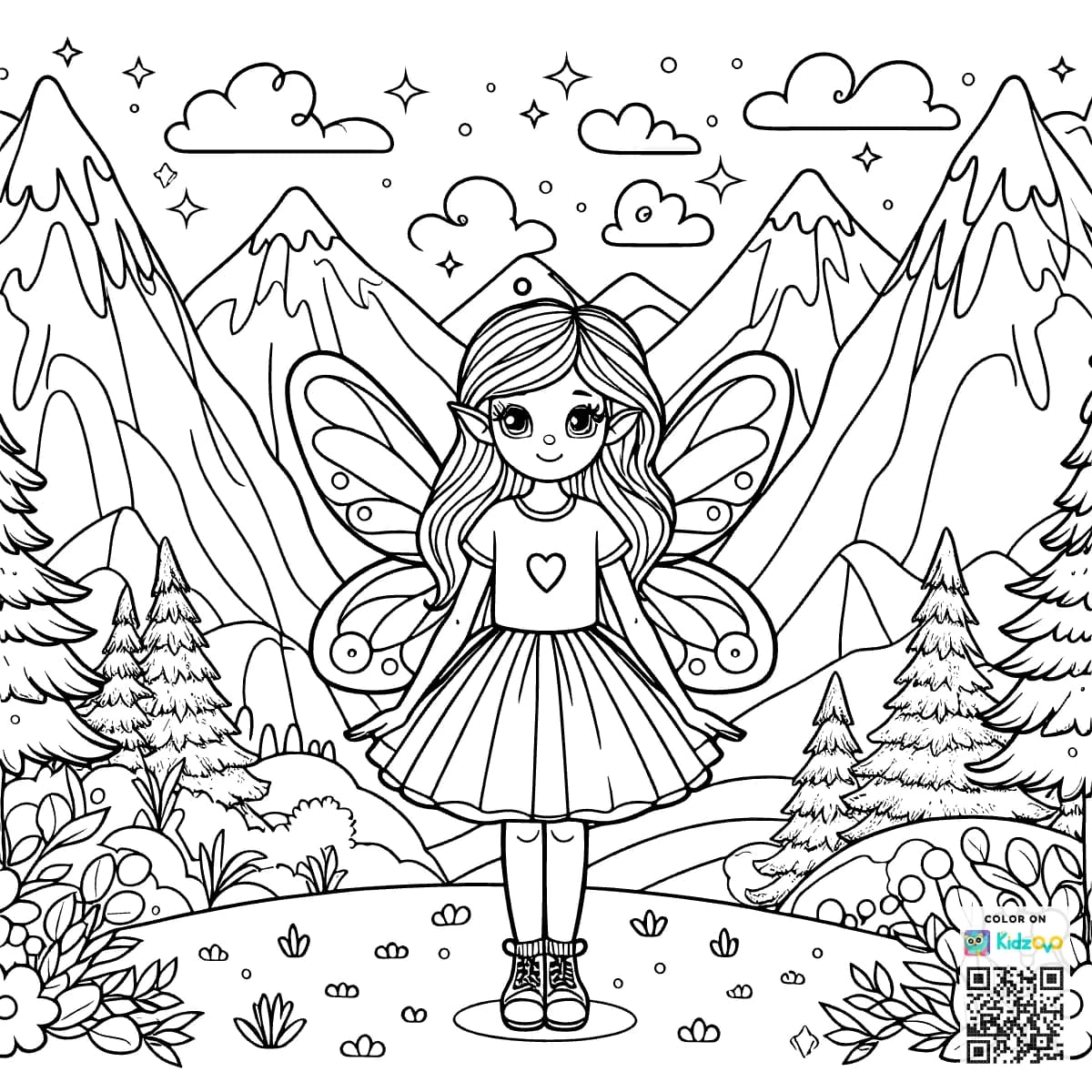 A Cute Fairy in the Mountains wearing a T-Shirt
