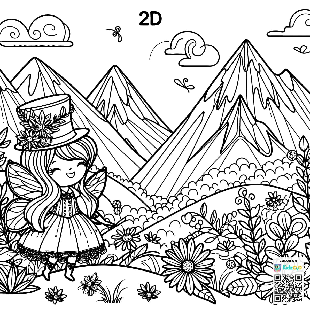A Cute Fairy in the Mountains wearing a Top Hat