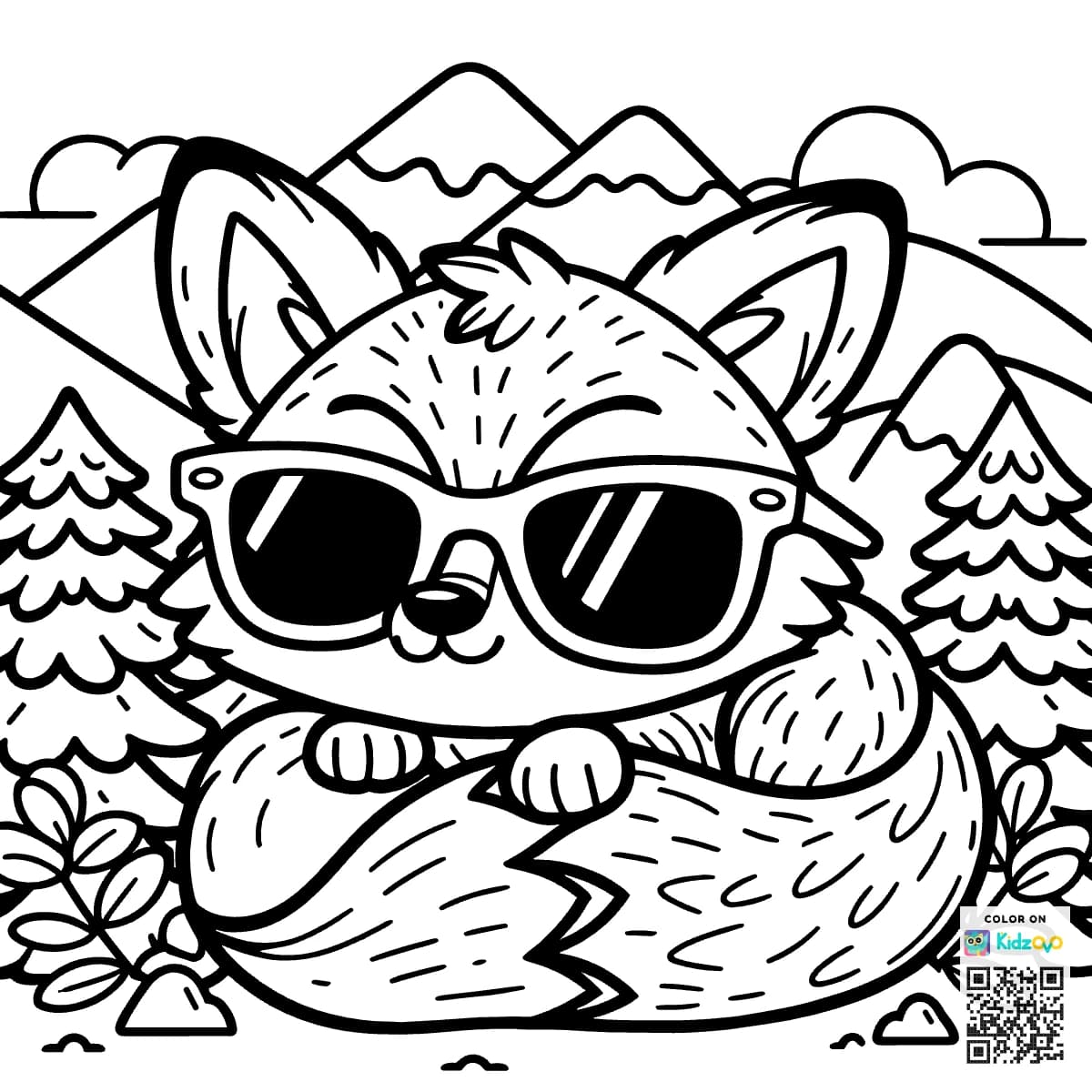 A Cute Fox in the Mountains wearing Sunglasses