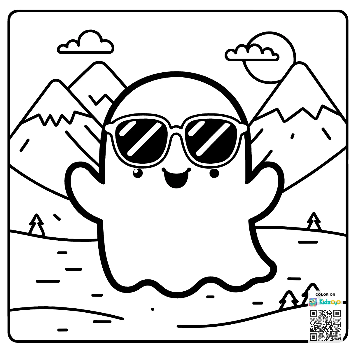 A Cute Ghost in the Mountains wearing Sunglasses