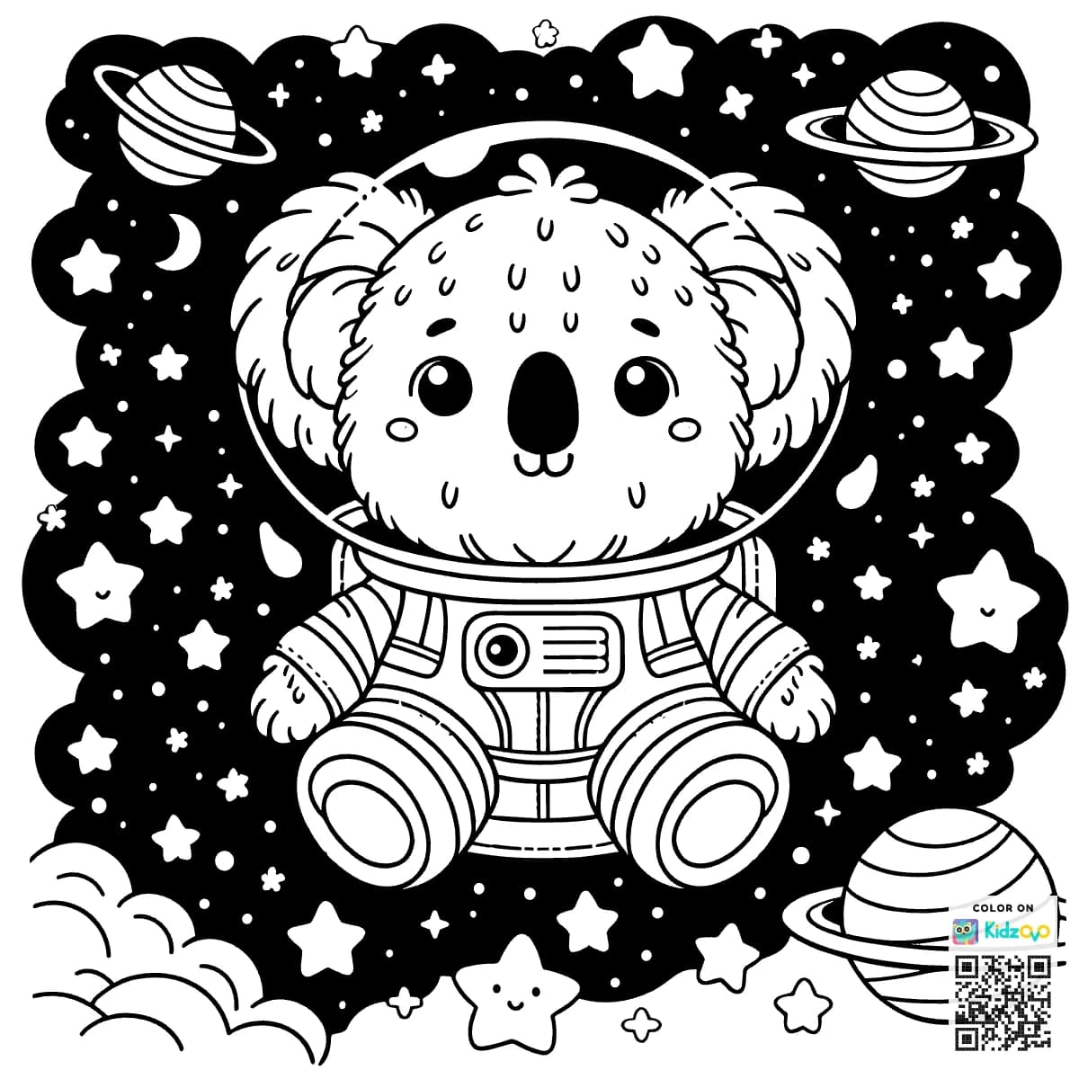 A Cute Koala in Space wearing an astronaut suit