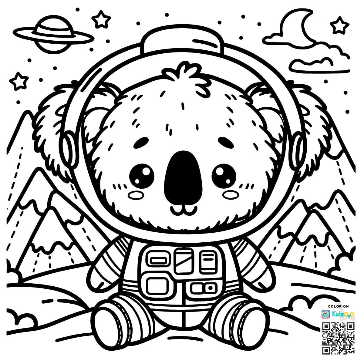 A Cute Koala in the Mountains wearing an astronaut suit