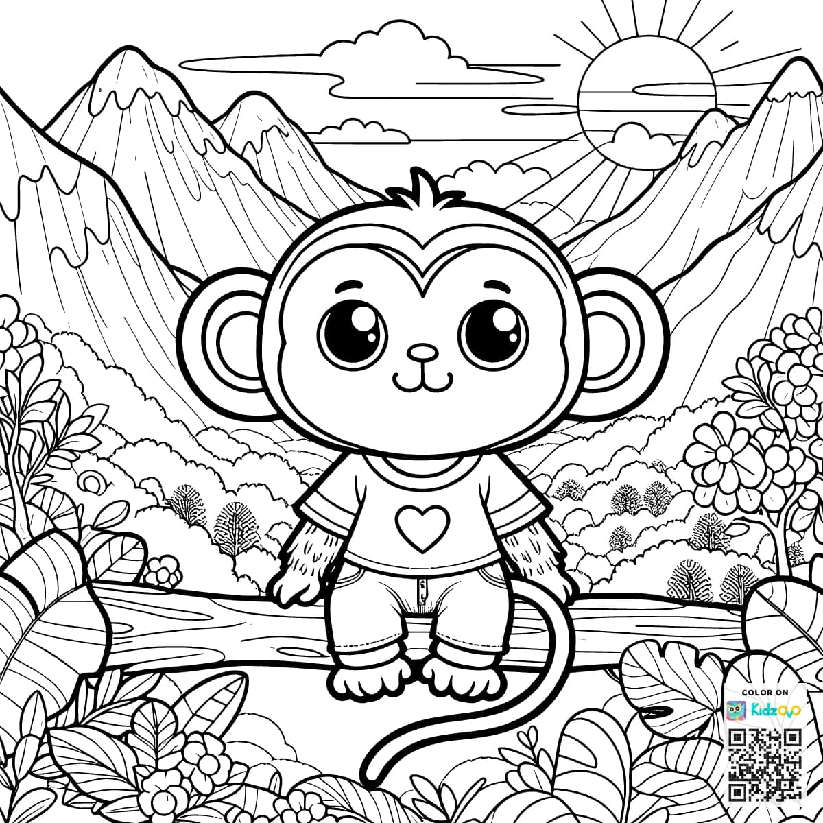 A Cute Monkey in the Mountains wearing a T-Shirt