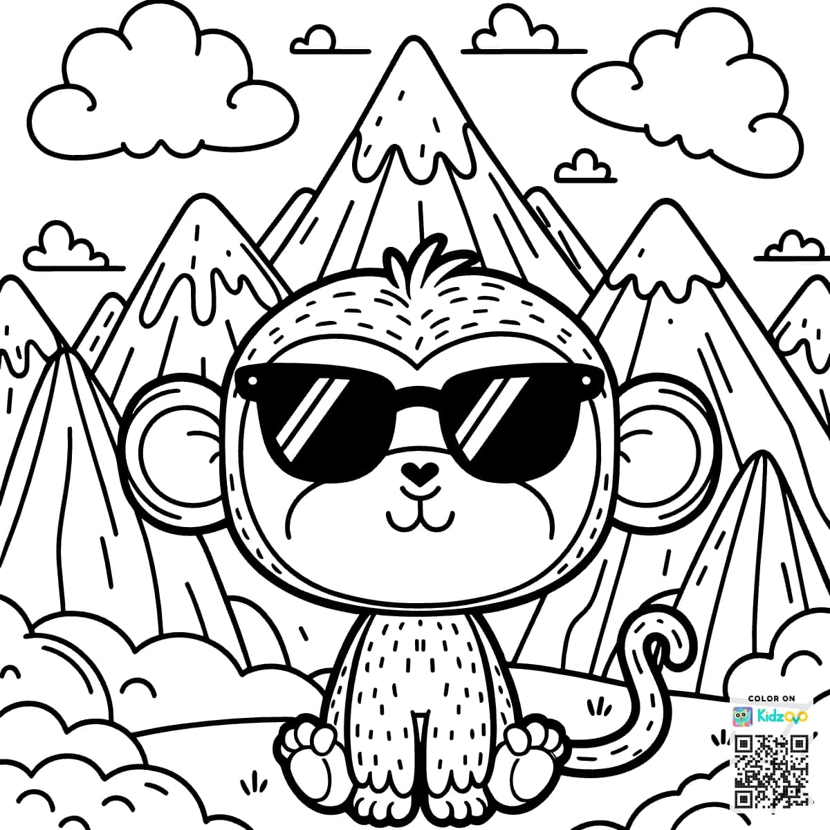 A Cute Monkey in the Mountains wearing Sunglasses