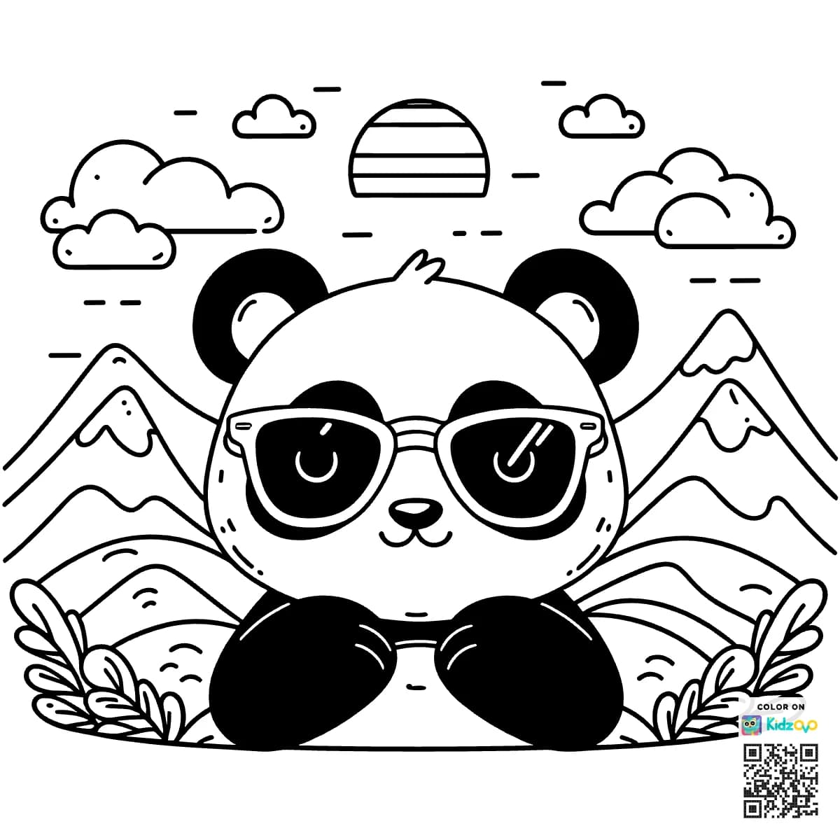 A Cute Panda in the Mountains wearing Sunglasses